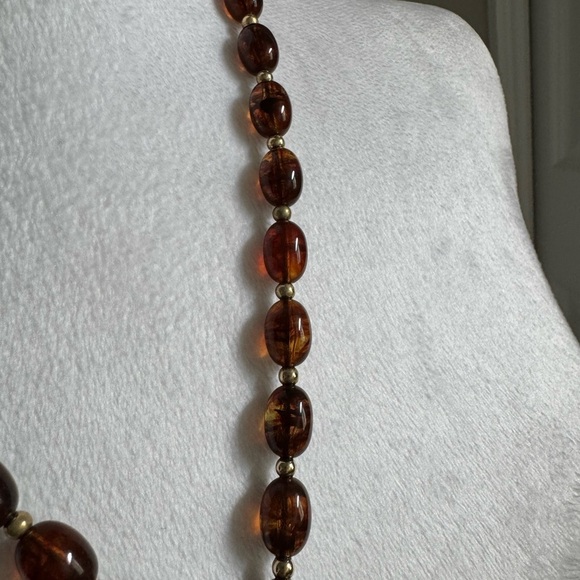 Vintage Goldette Root Beer Lucite Necklace Venus & Cupid Amber Intaglio Pendant - Picture 3 of 6